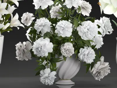 Bouquet of white flowers in a vase for decoration 109 3D model
