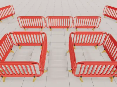 Pedestrian Barrier Low-poly 3D model