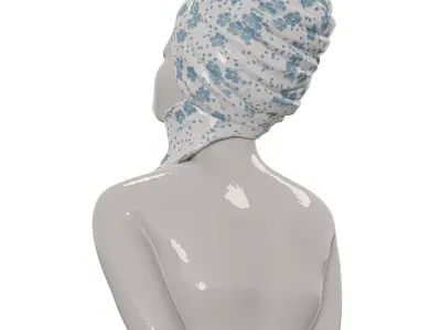 Porcelain Ceramic Floral Bust Sculpture Low-poly 3D model
