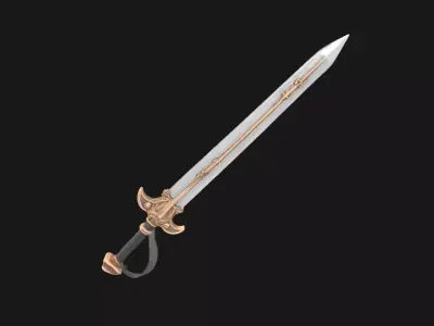 Elven Ceremonial Sword High Poly Decorative Blade Low-poly 3D model