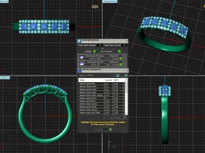 PCHalo sapphire and diamond ring 3D print model