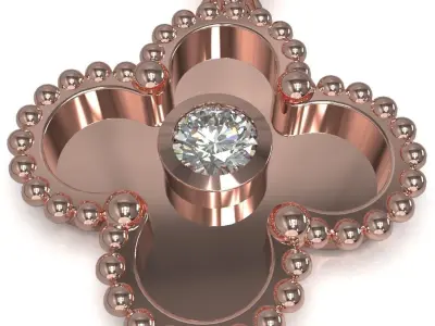 Cross pendant with gem enamel ready 3D print model