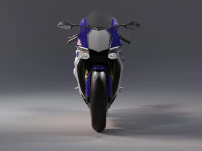 Yamaha R1 Rigged and Animated-blue and white Low-poly 3D model