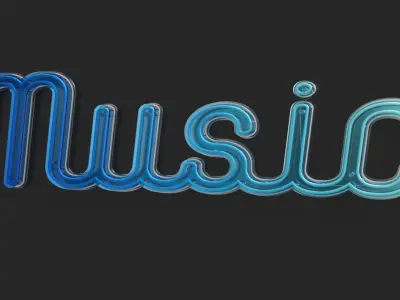 Detailed  Words Neon Banners set 01 3D model