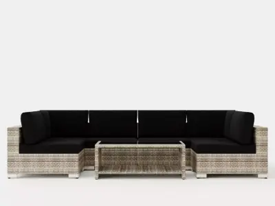 Bahamas Lounge Group 6 Seater Table M Shelf Low-poly 3D model