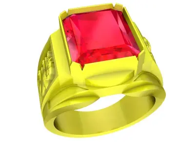 Bold Emerald Cut Signet Ring for Men 3D Model  4984 3D print model