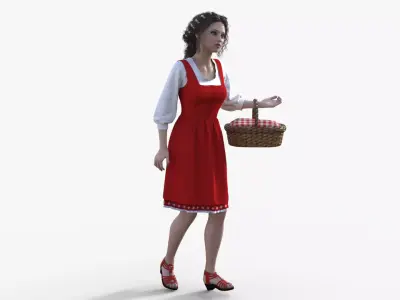 Cottagecore Aesthetic Rural Life Girl Rigged Animated Low-poly 3D model