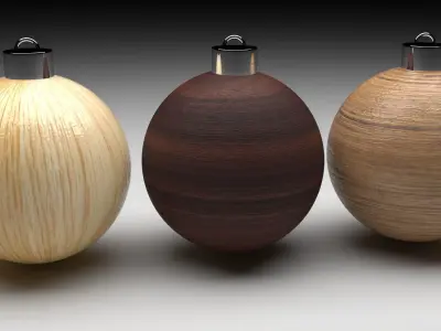 Wooden Christmas Balls Set 3D model