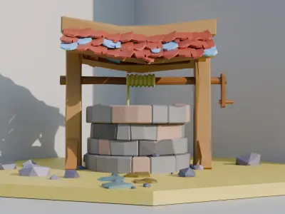 Low poly well model Free low-poly 3D model