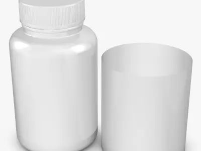 White Plastic Bottle With Cover 3D model