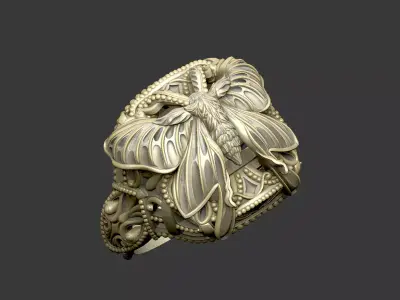 The butterfly ring design royal luxury pattern milgrain  3D print model