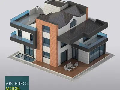 Architectural 3d Model Home Low-poly 3D model