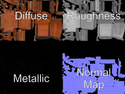 Ornate Wooden Armchair Model Pack with Decorative Carvings Low-poly 3D model