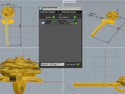 Rose Diamond Pendant 1641 3D print model