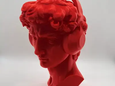 Michelangelo David Sculpture with Headphones 3D print model