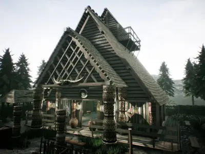 Viking House UNREAL ENGINE Low-poly 3D model