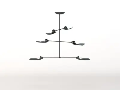 Fin Pendant Chandelier with Bulb 3D model