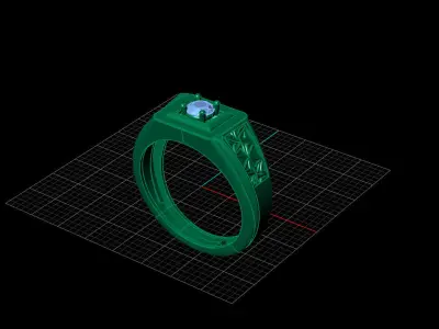 Print Ready STL 3DM  Gents Rings Diamond Men Ring  3D print model 52