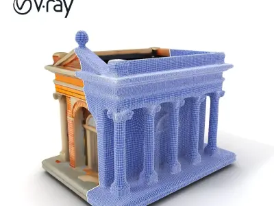 Classical Brick Building Model Pack Low-poly 3D model