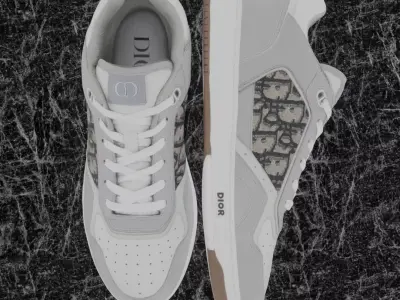 CHRISTIAN DIOR B28 UPTOWN LOW 3D SHOES GREY WHITE Low-poly 3D model