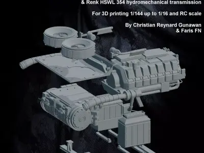 Leopard 2 MTU MB 873 Ka-501 and Renk HSWL 354 transmission 3D print model