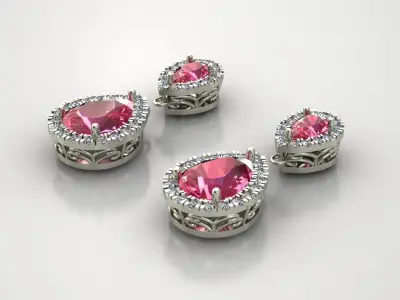 Earrings pear cut diamonds  3D print model