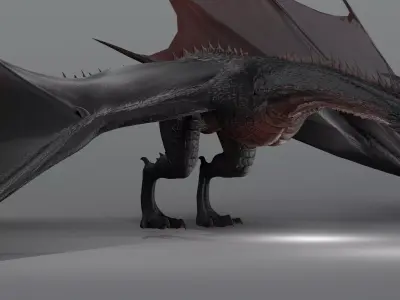 The great red dragon - rigged Low-poly 3D model