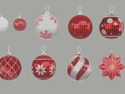 Xmas Decor - Set of Balls 3D model