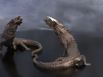 Dragon Statue Curve 3D model