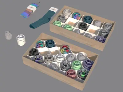 Folded Socks Calcetines Doblados Rack Display 3D model