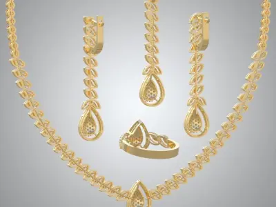 Ring Bracelet Earring and Pendant Set 3D printable model 0002 3D Model Pack