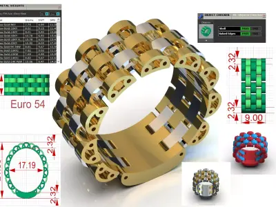 Mens Gold stl 3dm Ring Model ror0059 3D print model
