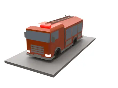 Firetruck LowPoly fire truck Low-poly 3D model
