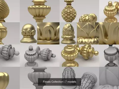 Carved Finials 3D Model Collection