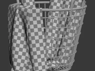 RH Schoolhouse wire basket with towels  3D model