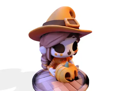 Chibi Halloween Witch 3D print model