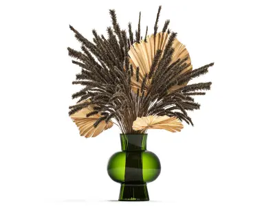 Set of bouquets of dried flowers pampas grass hydrangea 281 3D model