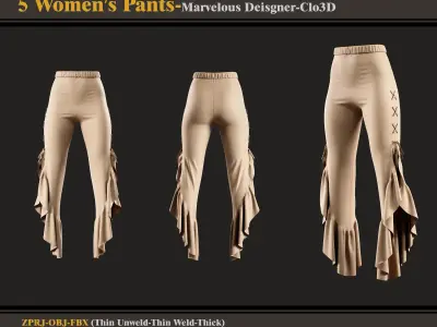 5 Women Pants-MD-Clo3D - FBX - OBJ 3D model
