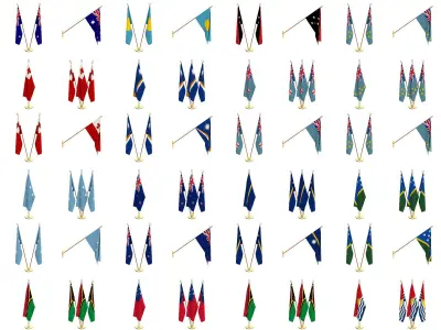 All Oceanian Flag Packs 3D model