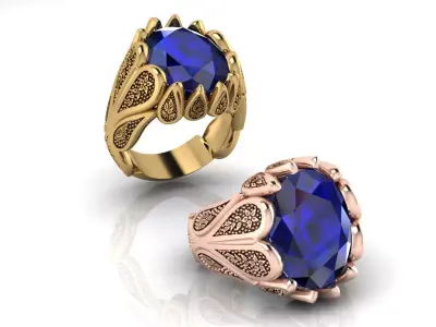 oval men engraved luxury jewelry ring 3D print model