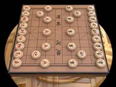 Chinese chess with display stand 3D model