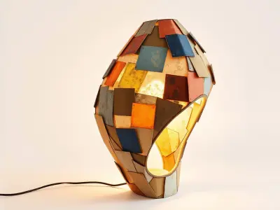 Mosaic Egg Lamp model pack for design projects Low-poly 3D model