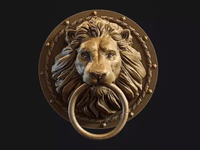 Lion Head Door Knocker 3d print model 3D print model
