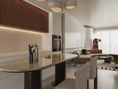 Modern living room dining room interior scenes 294 3D model