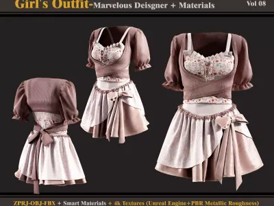 Girls Outfit-Models-Materials-Textures 3D model