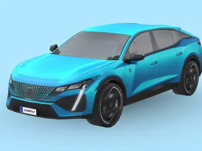 Peugeot 408 2022 Low-poly 3D model