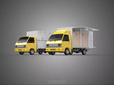 LIGHT DUTY BOX TRUCK DELIVERY CARGO PACKAGE PICKUP VAN LORRY CAR 3D model
