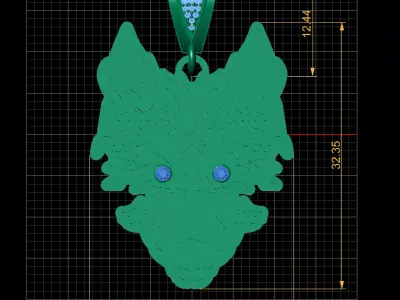 Lunar Spirit Gold Wolf Pendant 3D print model