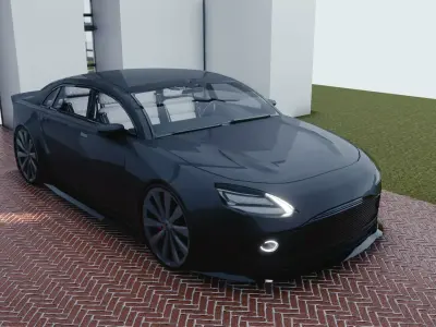 BLENDER EEVEE Brandless Small 4 door sedan Low-poly 3D model