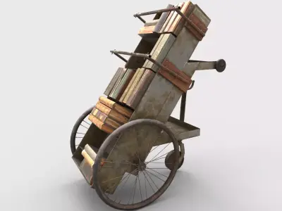 Old Book Cart 3D model
